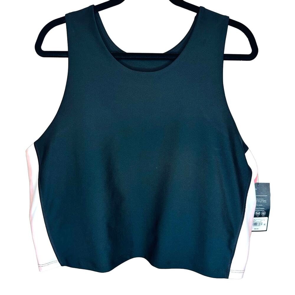 Kinesis Women's Black Scoop Neck Sleeveless Cropped Tank Top Size 3X